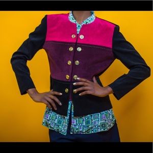Vintage color block jacket styled by @thcbleulite